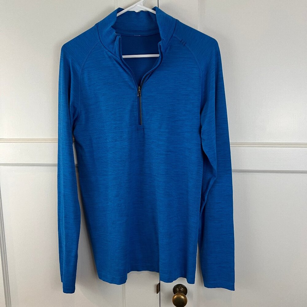 Lululemon Jacket Mens Small Blue Metal Vent Active 1/4 Quarter Zip Pullover Gym